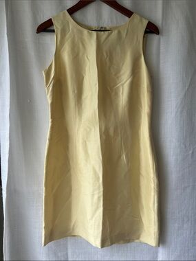Vintage 90’s Butter Yellow 100% Silk Sheath Dress Size 8P